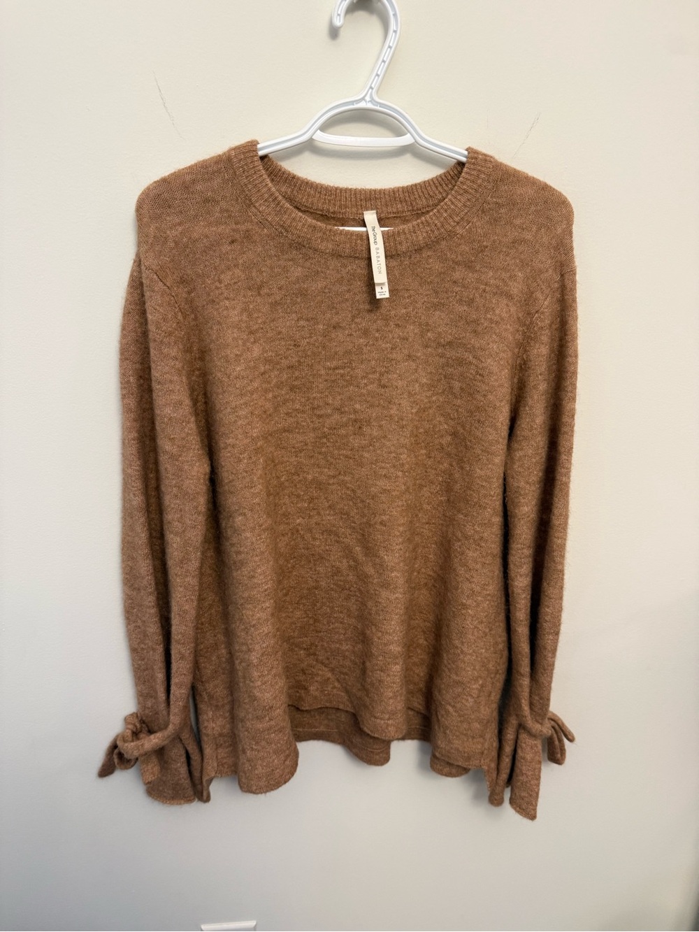Aritzia Chestnut Crewneck Sweater with Sleeve Ties
